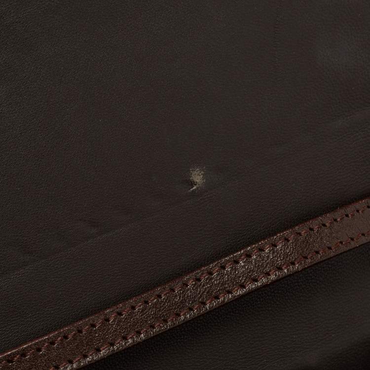 Pre Owned Fendi Brown/Black Leather Turnlock Flap Shoulder Bag