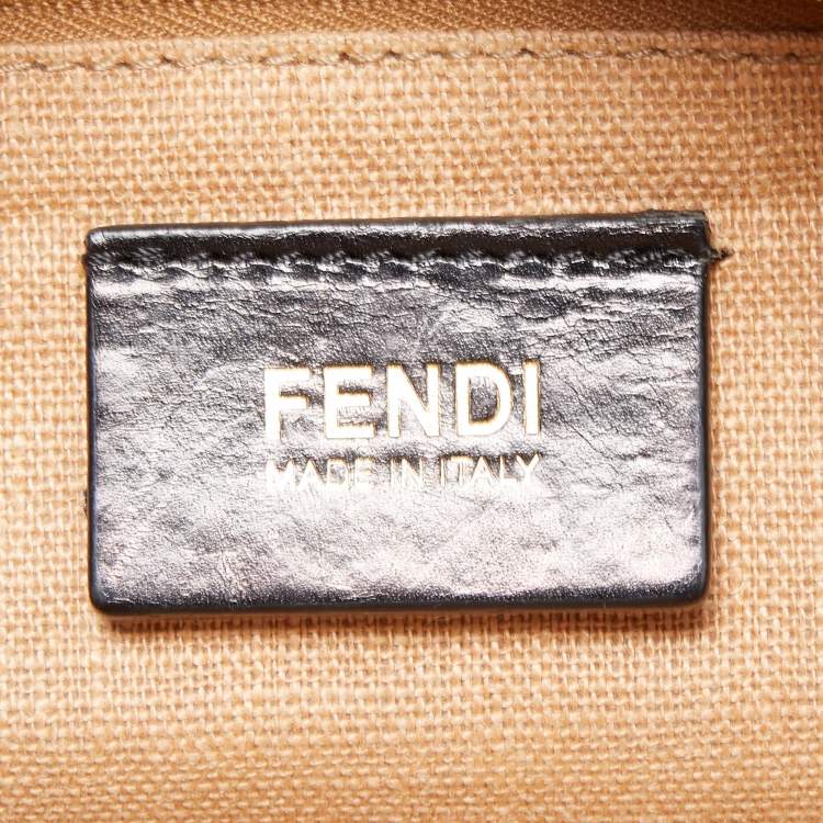 Pre Owned Fendi Tobacco Pequin Stripe Canvas Claudia Shoulder Bag