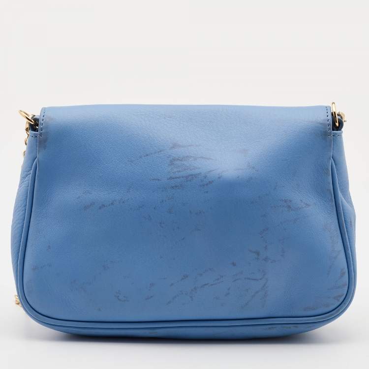 Pre Owned Fendi Blue Leather Fendista Pochette Crossbody Bag
