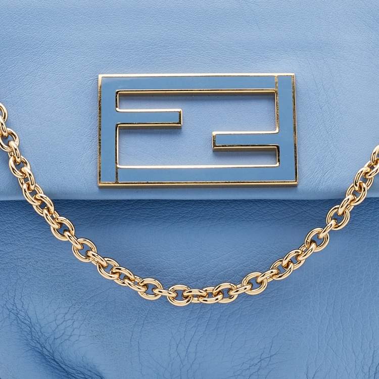 Pre Owned Fendi Blue Leather Fendista Pochette Crossbody Bag
