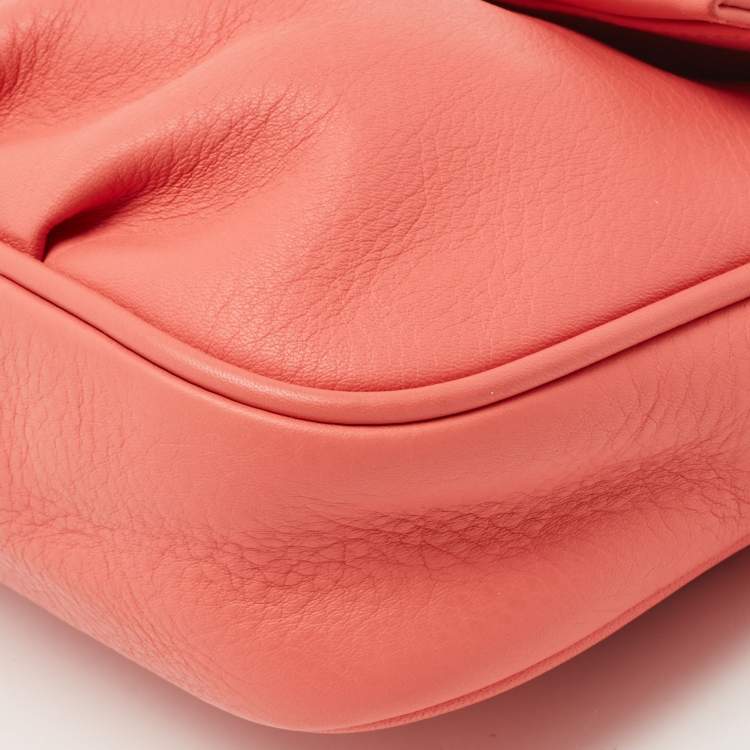Pre Owned Fendi Coral Orange Leather Mia Shoulder Bag