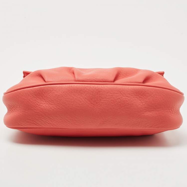Pre Owned Fendi Coral Orange Leather Mia Shoulder Bag