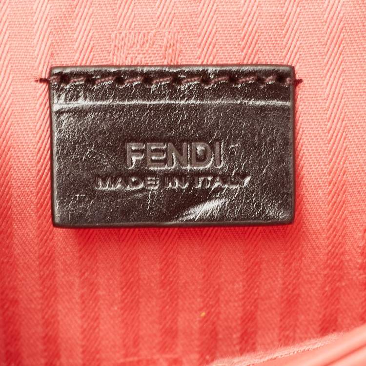 Pre Owned Fendi Coral Orange Leather Mia Shoulder Bag