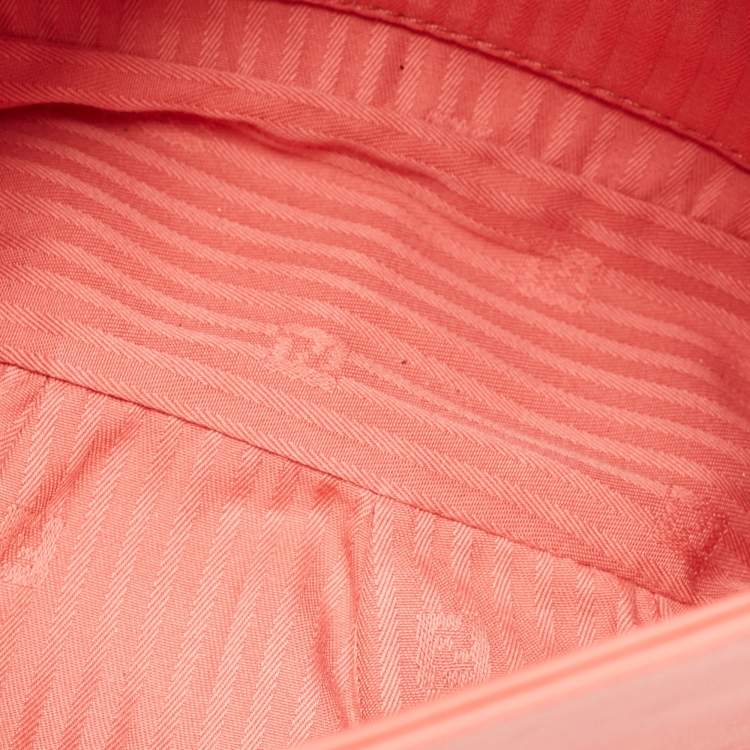Pre Owned Fendi Coral Orange Leather Mia Shoulder Bag