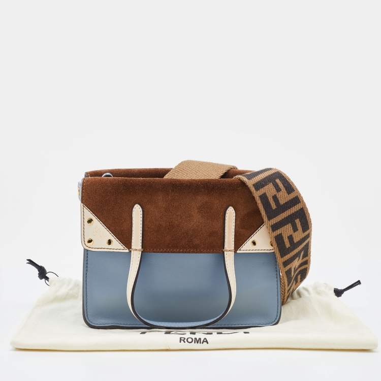 Pre Owned Fendi Tri Color Leather Small Flip Bag