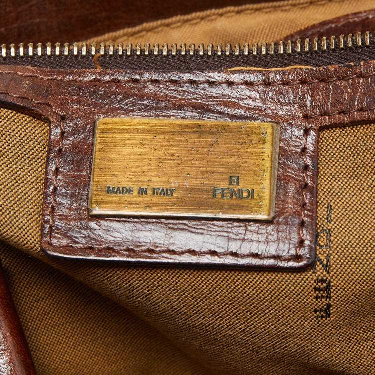 Pre Owned Fendi Tobacco Zucca Canvas and Leather Medium Chef De Jour Tote