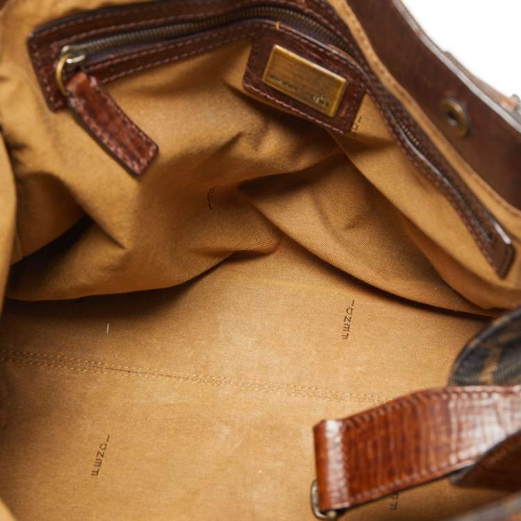 Pre Owned Fendi Tobacco Zucca Canvas and Leather Medium Chef De Jour Tote
