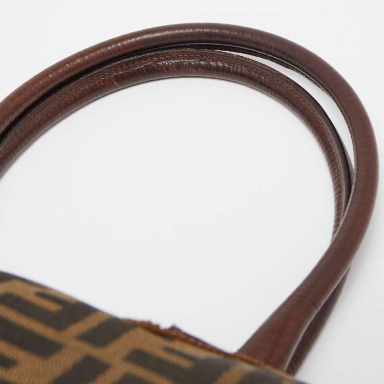 Pre Owned Fendi Tobacco Zucca Canvas and Leather Medium Chef De Jour Tote