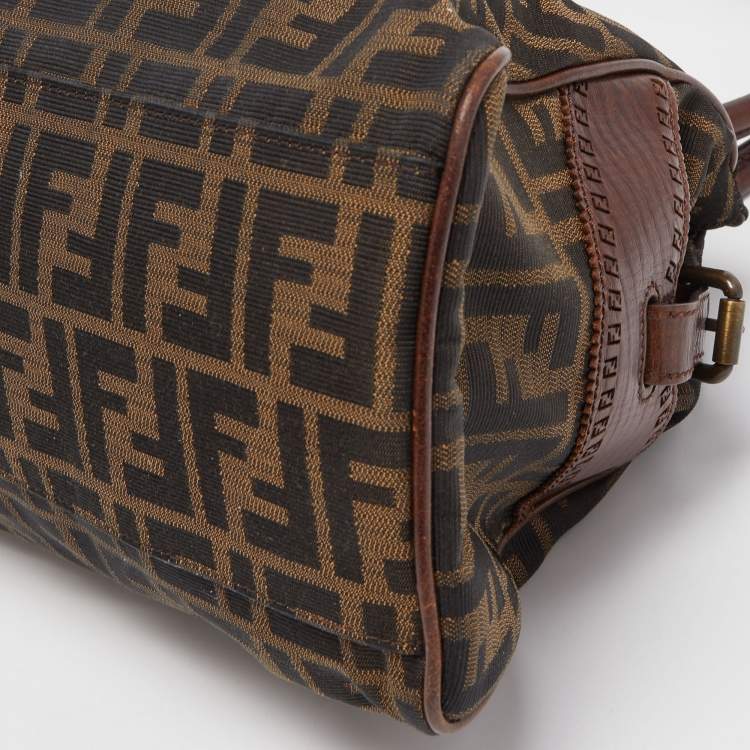 Pre Owned Fendi Tobacco Zucca Canvas and Leather Medium Chef De Jour Tote