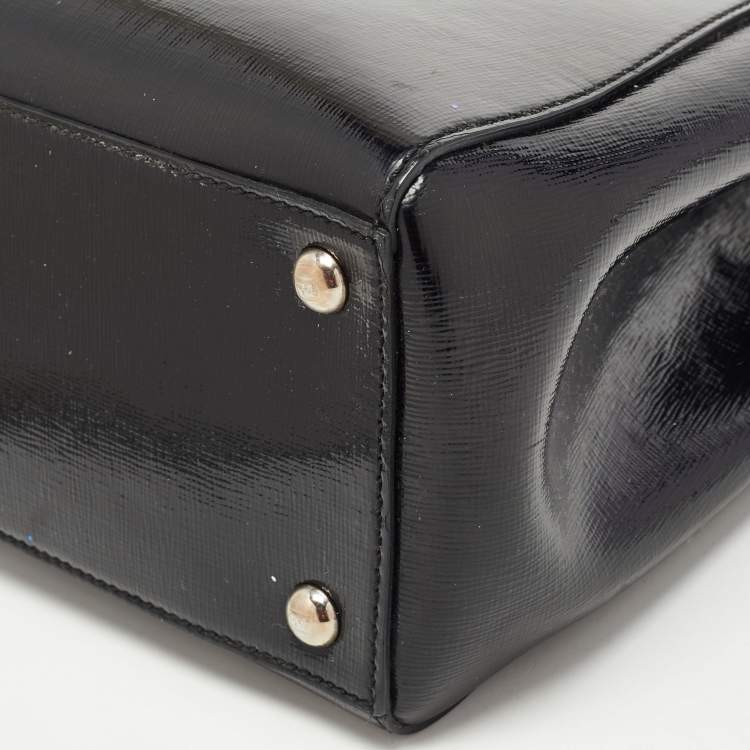 Pre Owned Fendi Black Patent Leather Small 2Jours Tote