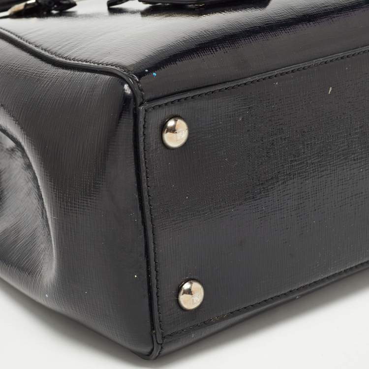 Pre Owned Fendi Black Patent Leather Small 2Jours Tote