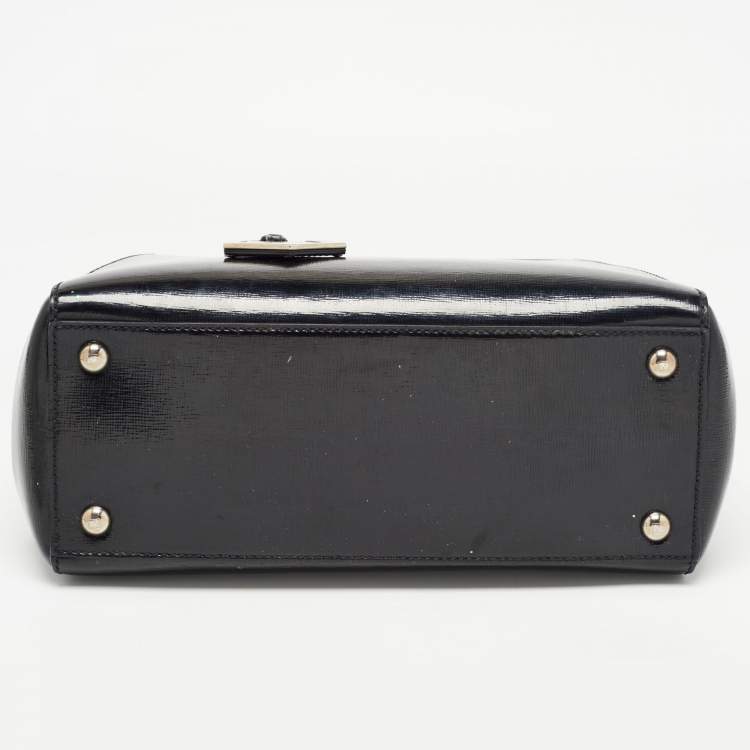 Pre Owned Fendi Black Patent Leather Small 2Jours Tote