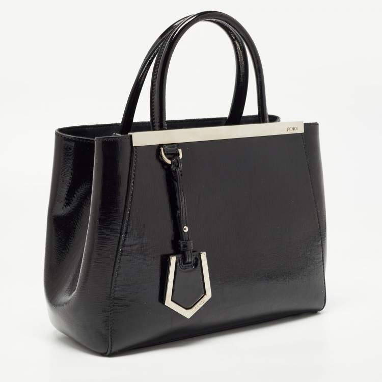 Pre Owned Fendi Black Patent Leather Small 2Jours Tote