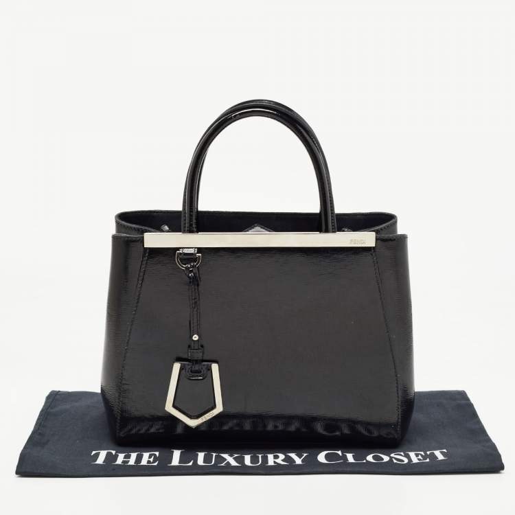 Pre Owned Fendi Black Patent Leather Small 2Jours Tote