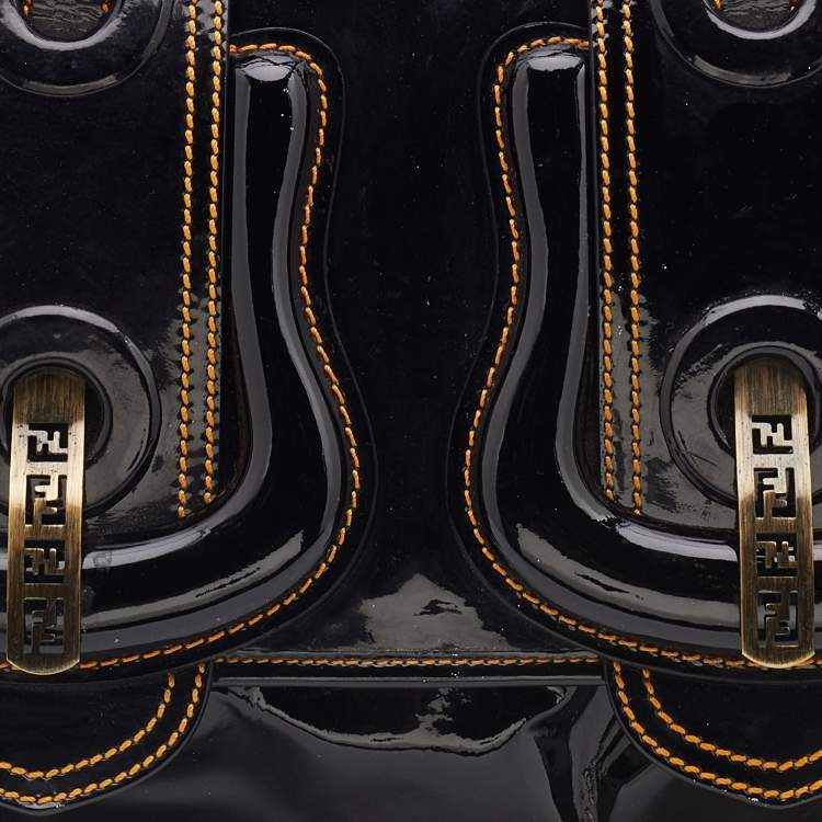 Pre Owned Fendi Black Patent Leather B Shoulder Bag