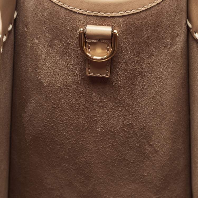 Pre Owned Fendi Beige Leather and Python Medium Sunshine Shopper Tote