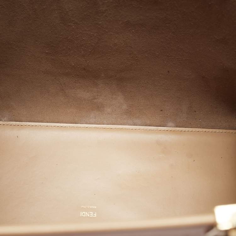 Pre Owned Fendi Beige Leather and Python Medium Sunshine Shopper Tote