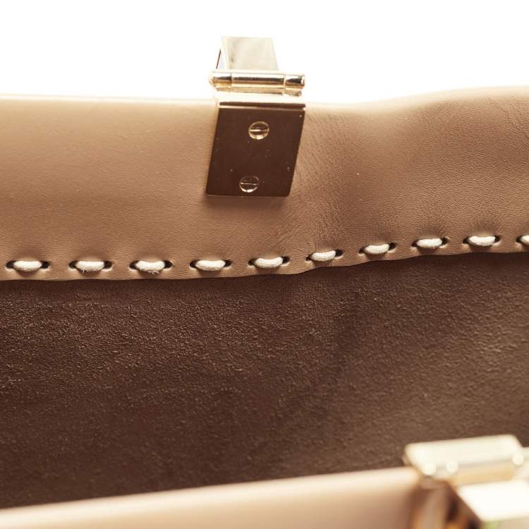 Pre Owned Fendi Beige Leather and Python Medium Sunshine Shopper Tote