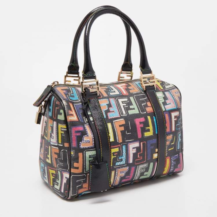 Pre Owned Fendi Multicolor Coated Canvas Forever Bauletto Boston Bag