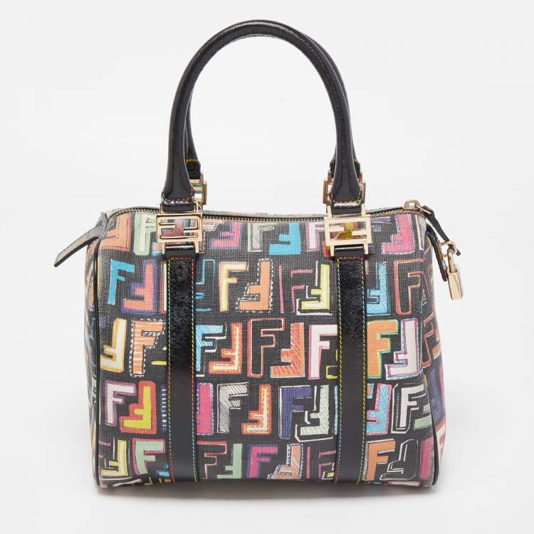 Pre Owned Fendi Multicolor Coated Canvas Forever Bauletto Boston Bag