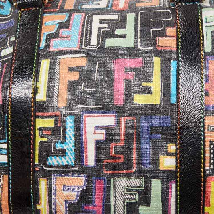 Pre Owned Fendi Multicolor Coated Canvas Forever Bauletto Boston Bag