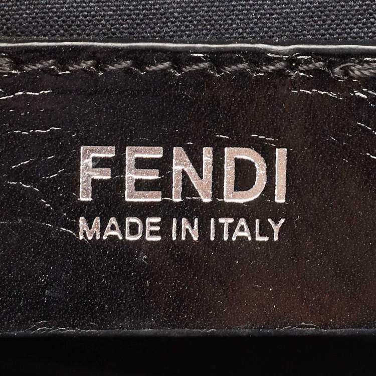 Pre Owned Fendi Black/Silver Textured Leather Small Demi Jour Top Handle Bag