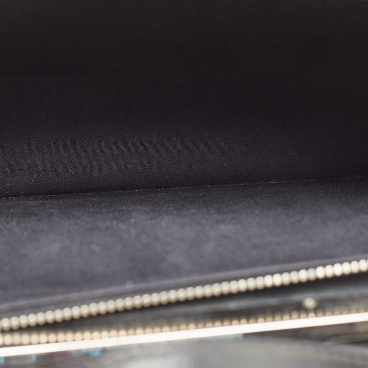 Pre Owned Fendi Black/Silver Textured Leather Small Demi Jour Top Handle Bag