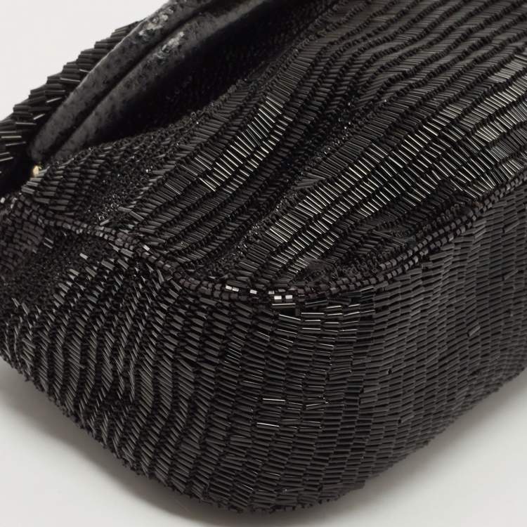 Pre Owned Fendi Black Beaded and Lizard Borderline Clutch