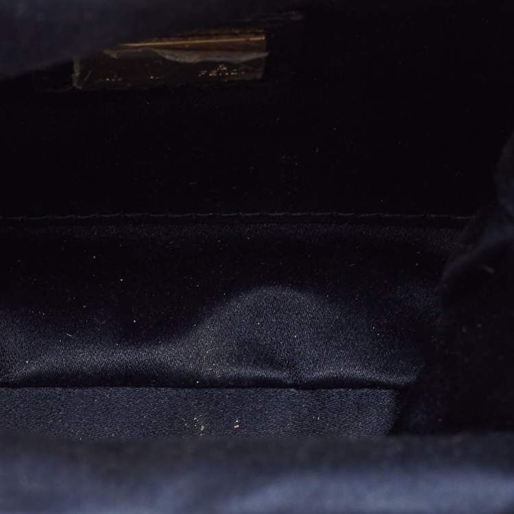 Pre Owned Fendi Black Beaded and Lizard Borderline Clutch