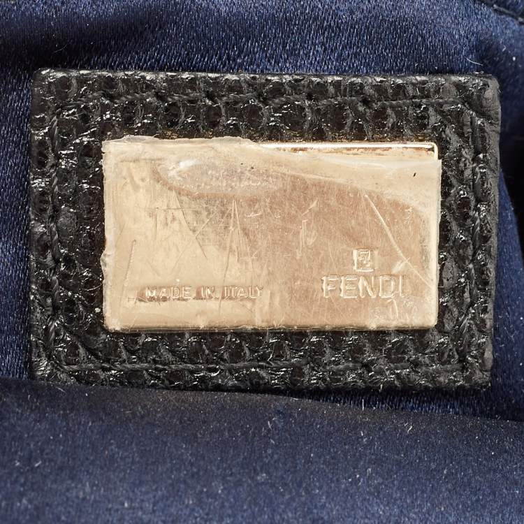 Pre Owned Fendi Black Beaded and Lizard Borderline Clutch
