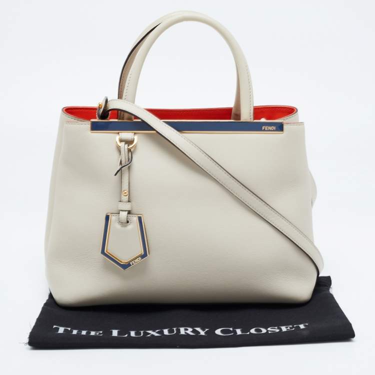 Pre Owned Fendi Cream Leather Mini 2Jours Tote 