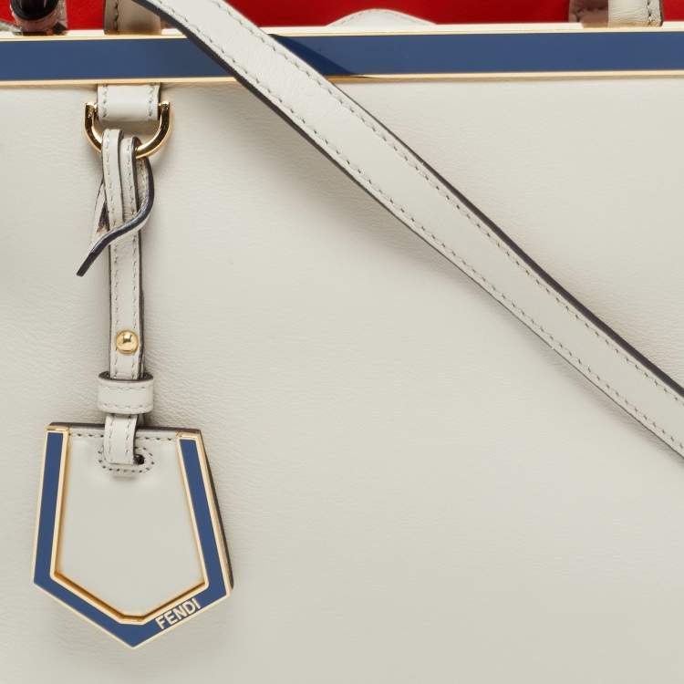 Pre Owned Fendi Cream Leather Mini 2Jours Tote 