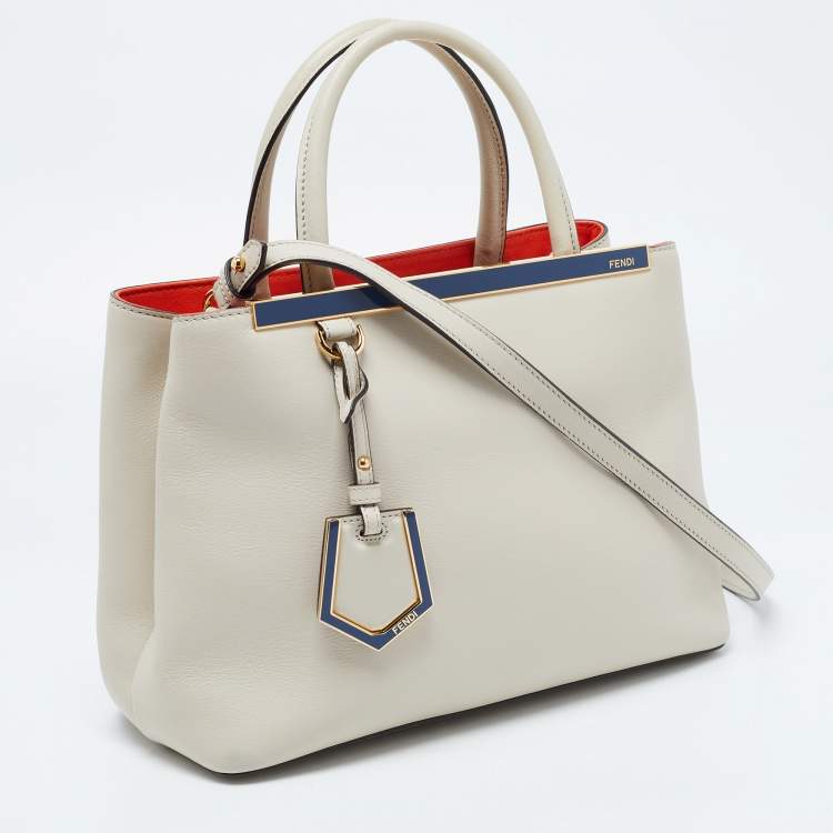 Pre Owned Fendi Cream Leather Mini 2Jours Tote 