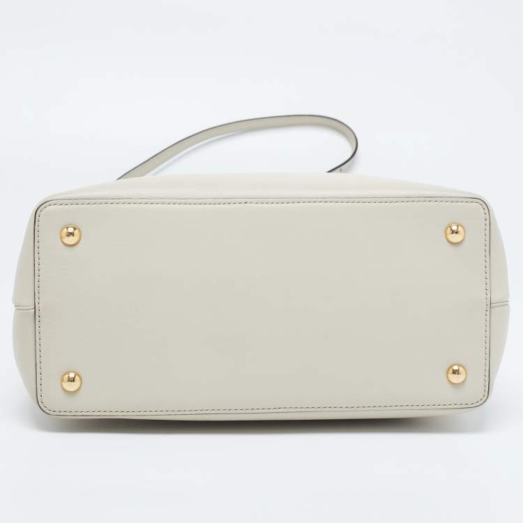 Pre Owned Fendi Cream Leather Mini 2Jours Tote 