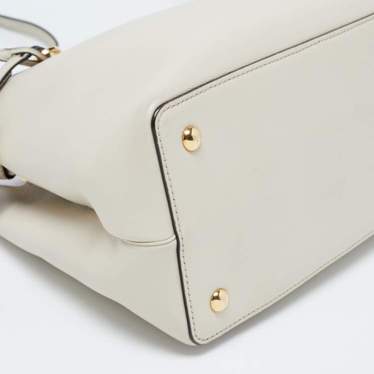 Pre Owned Fendi Cream Leather Mini 2Jours Tote 