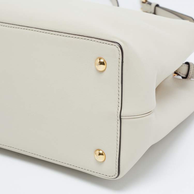 Pre Owned Fendi Cream Leather Mini 2Jours Tote 