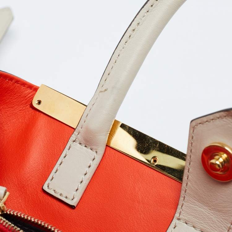 Pre Owned Fendi Cream Leather Mini 2Jours Tote 