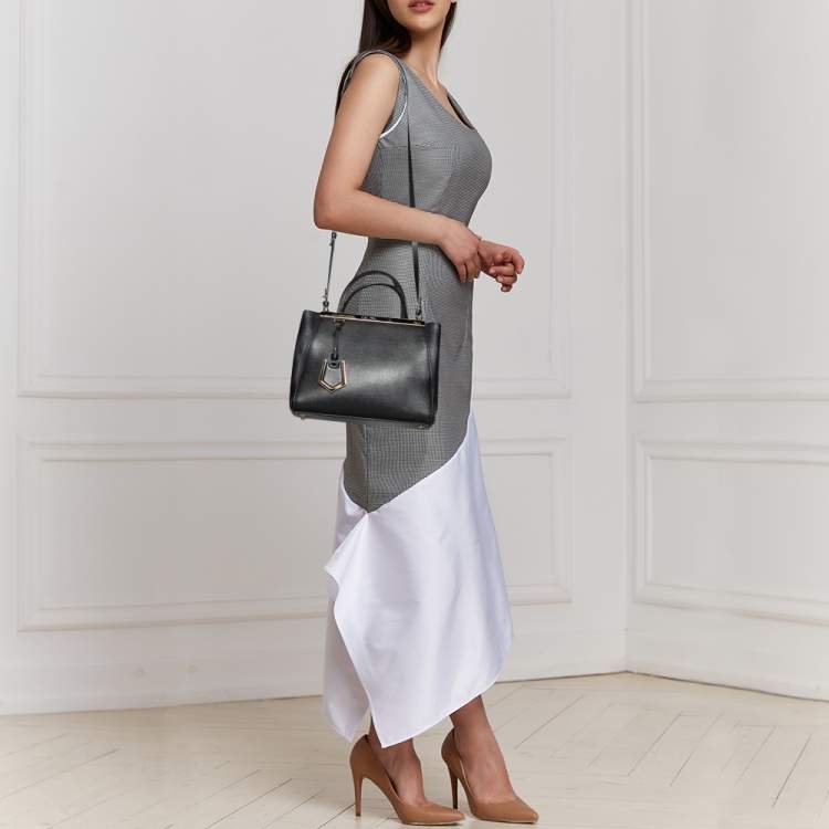Pre Owned Fendi Black Leather Small 2Jours Tote