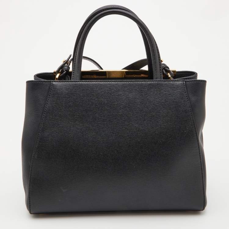 Pre Owned Fendi Black Leather Small 2Jours Tote