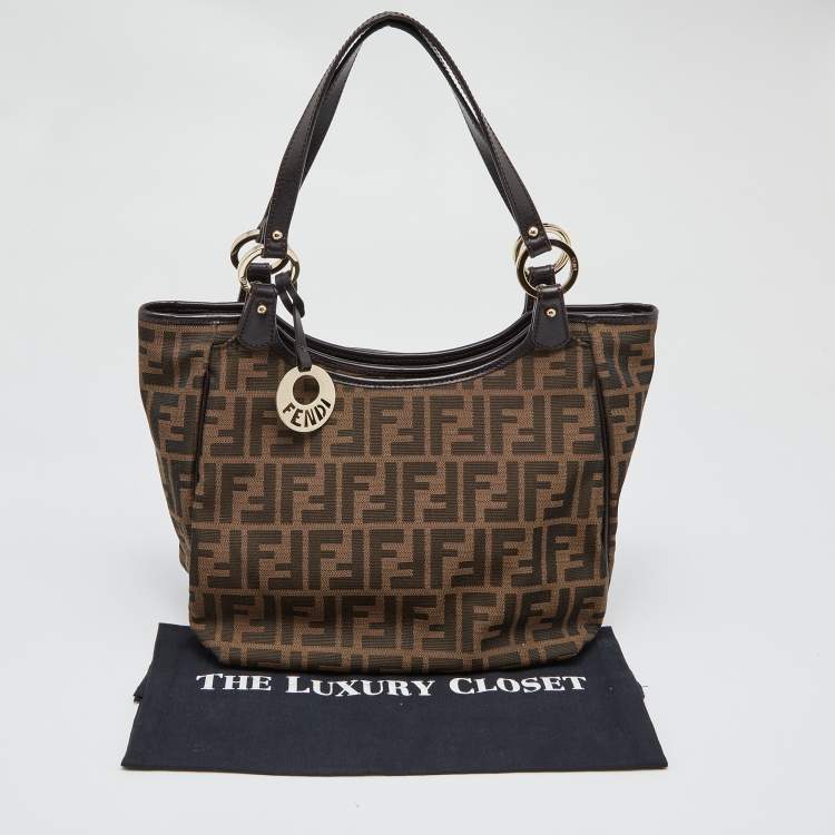 Pre Owned Fendi Tobacco Zucca Canvas and Leather Chef Shopper Tote