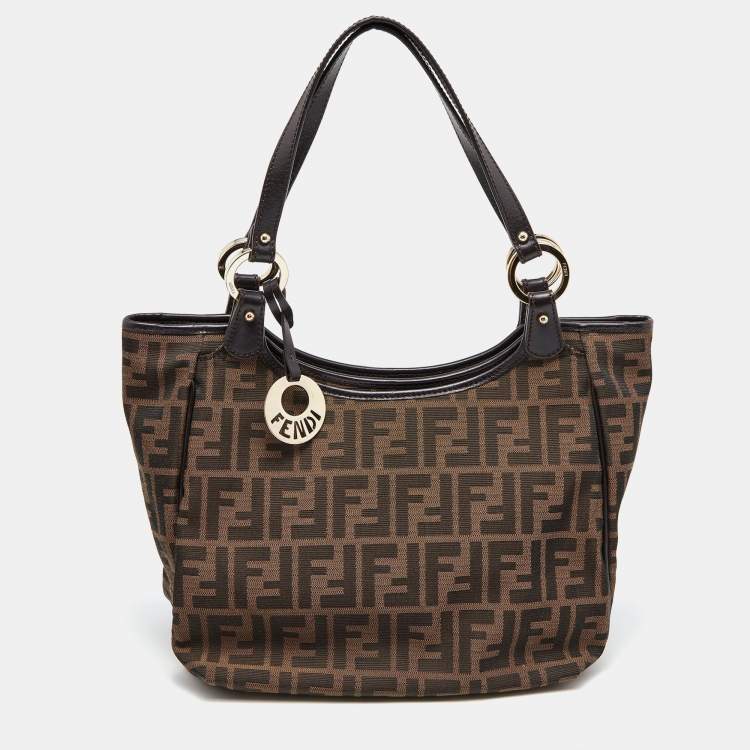 Pre Owned Fendi Tobacco Zucca Canvas and Leather Chef Shopper Tote