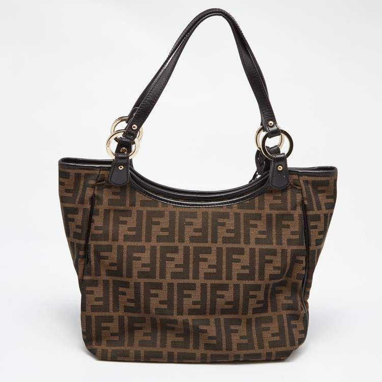 Pre Owned Fendi Tobacco Zucca Canvas and Leather Chef Shopper Tote