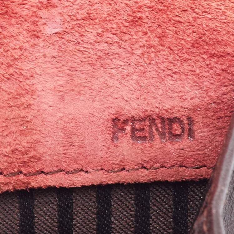 Pre Owned Fendi Red/Burgundy Leather FF Flap Wallet On Chain 