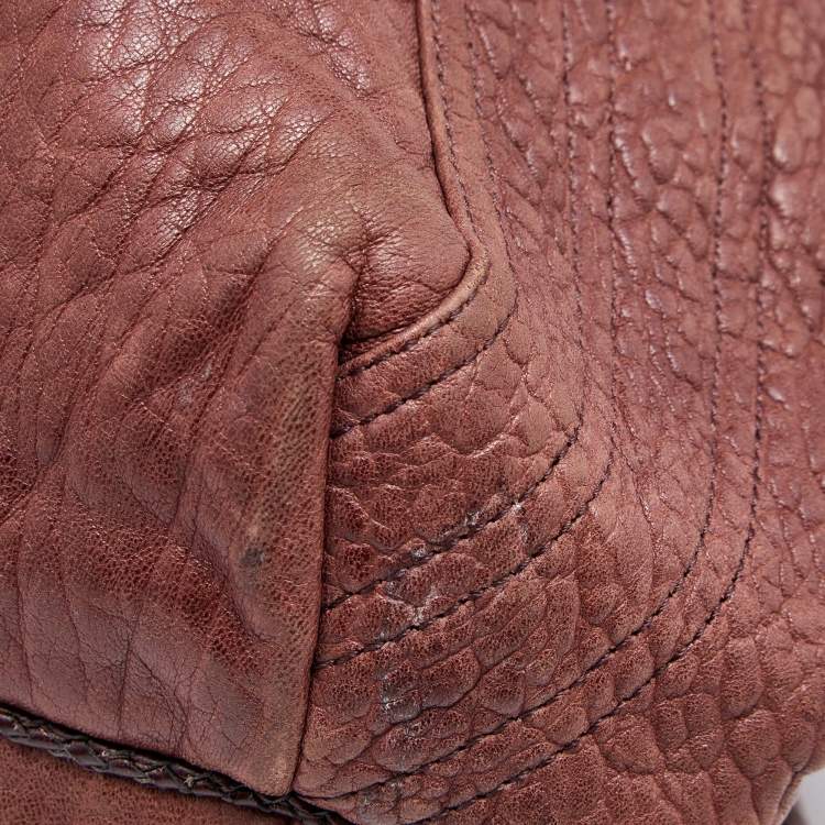 Pre Owned Fendi Two Tone Brown Pebbled Leather Spy Bag