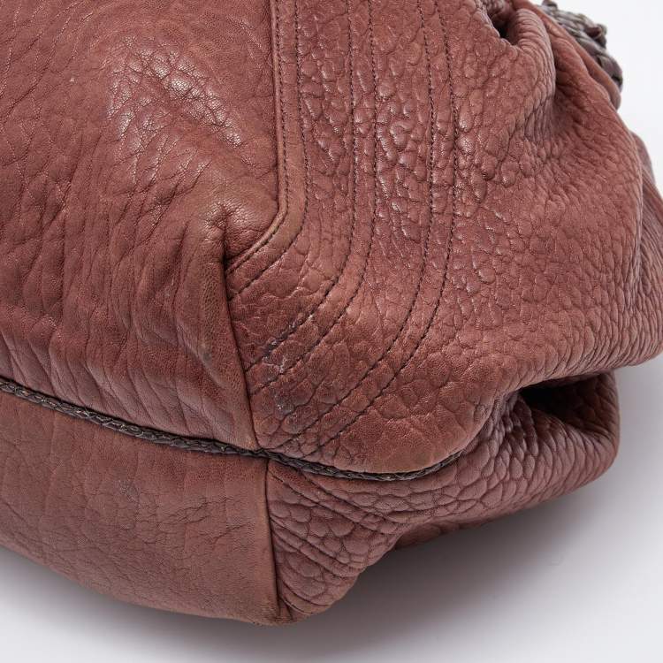 Pre Owned Fendi Two Tone Brown Pebbled Leather Spy Bag