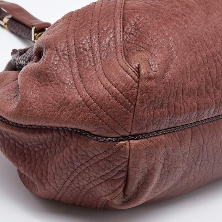 Pre Owned Fendi Two Tone Brown Pebbled Leather Spy Bag