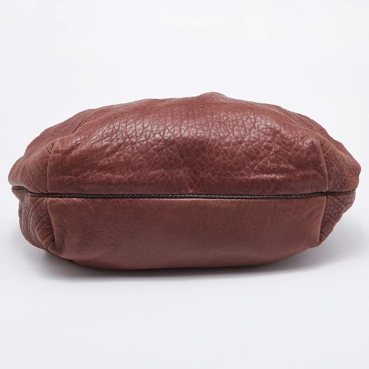 Pre Owned Fendi Two Tone Brown Pebbled Leather Spy Bag