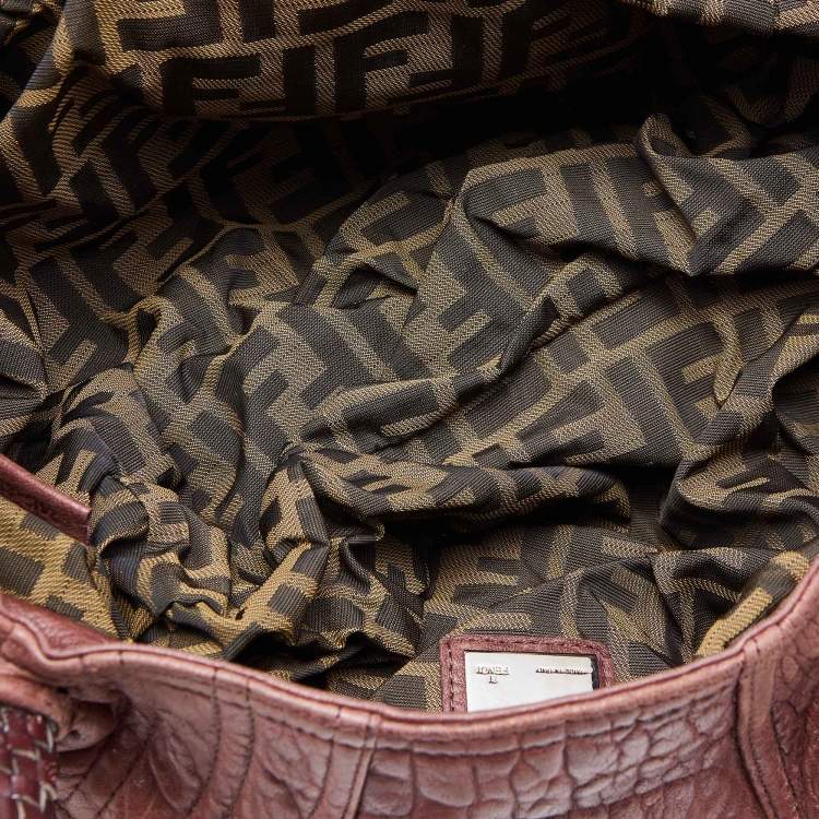 Pre Owned Fendi Two Tone Brown Pebbled Leather Spy Bag