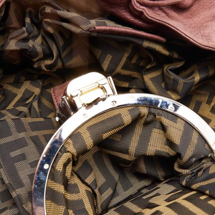 Pre Owned Fendi Two Tone Brown Pebbled Leather Spy Bag
