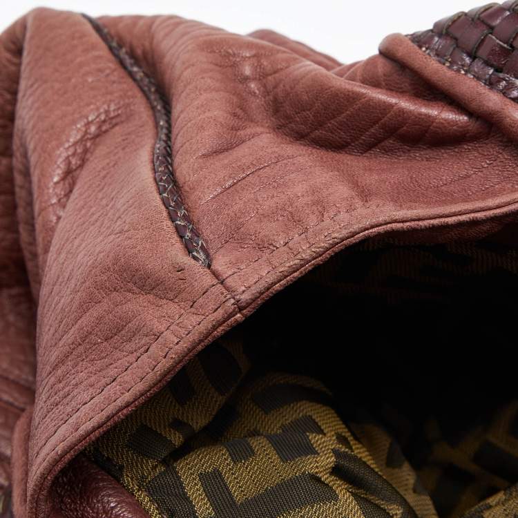 Pre Owned Fendi Two Tone Brown Pebbled Leather Spy Bag